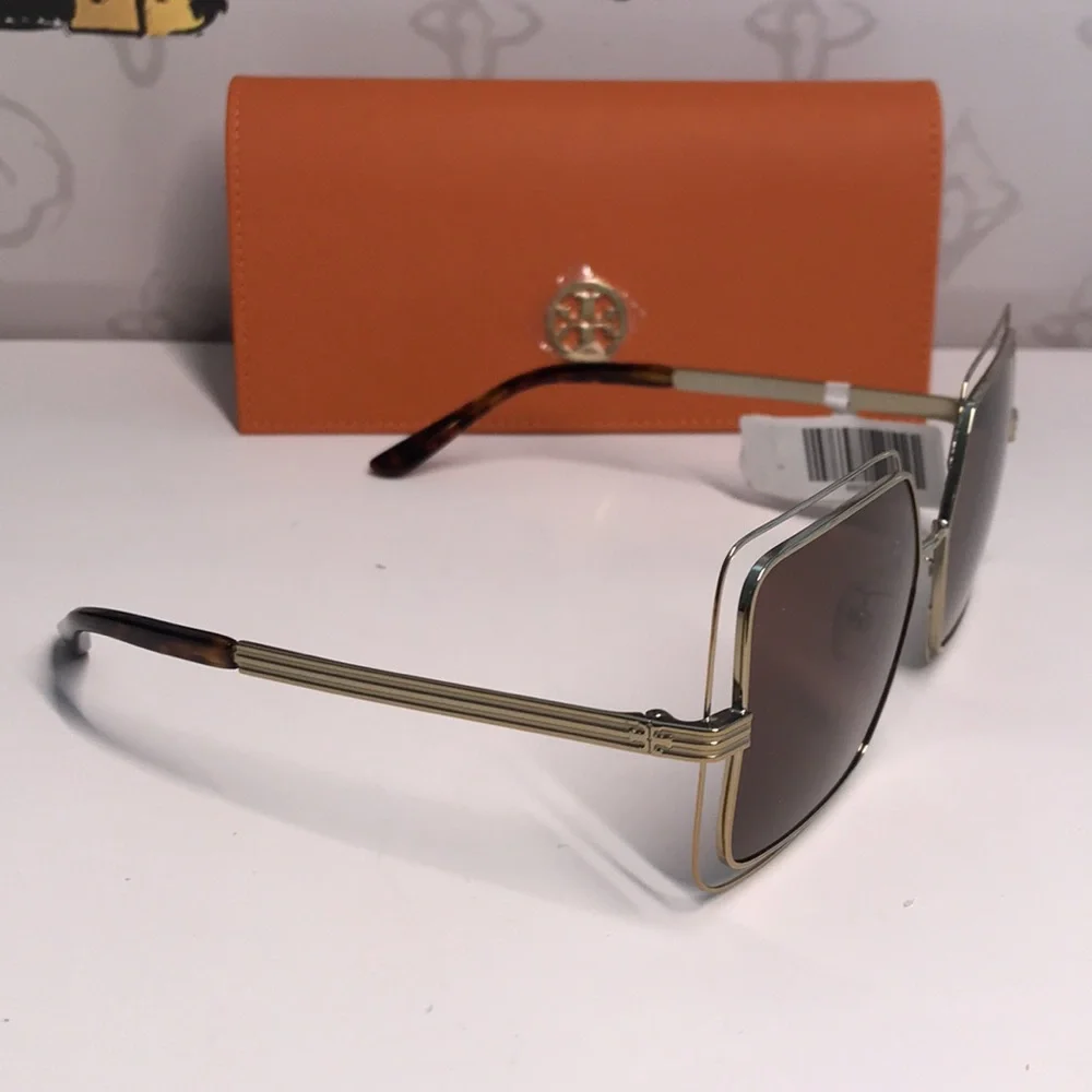 ✨ New Authentic Tory Burch TY6086 55-X Brown & Gold Sunglasses ✨